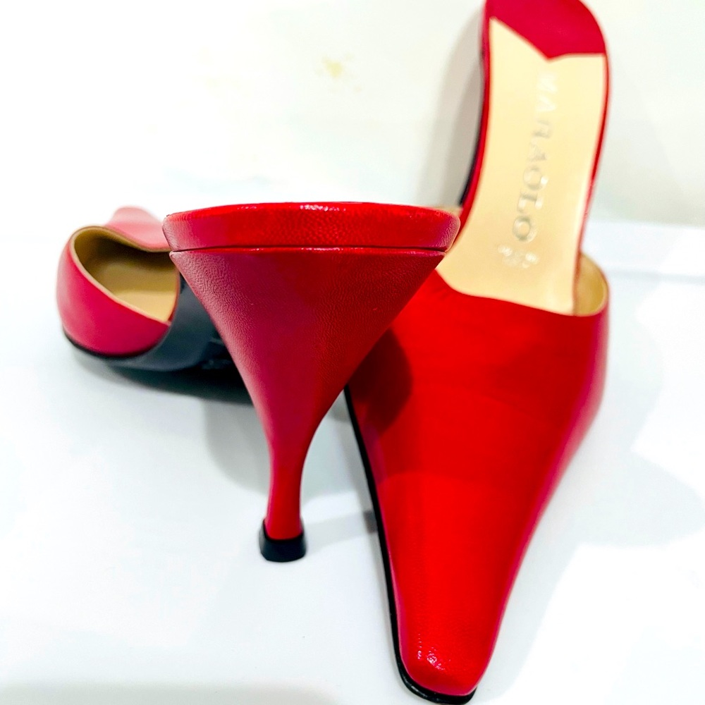 Never Been Worn Red Leather Italian Maraolo Heels